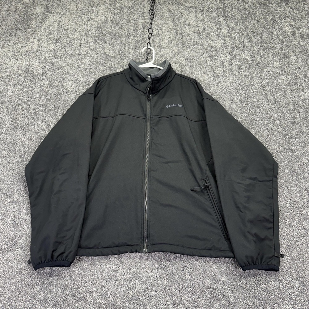 Columbia Jacket Mens 2XL Black Windbreaker Fleece Lined Full Zip Outdoor Hiking